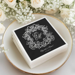 Guardanapo De Papel Elegante Monograma de Cumeeira em Script Casamento