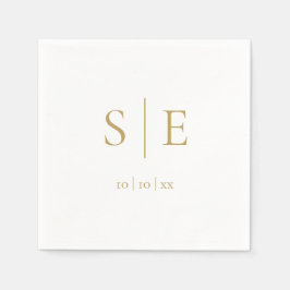 Guardanapo De Papel Elegante Monograma Dourado Data Minimalista Modern