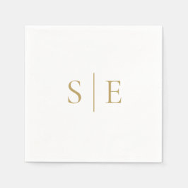 Guardanapo De Papel Elegante Monograma Dourado Moderno Minimalista