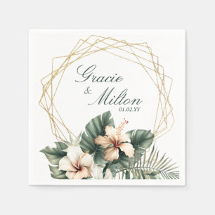 Guardanapo De Papel Elegante Monograma Floral Tropical Casamento