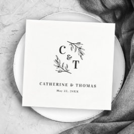 Guardanapo De Papel Elegante Monograma Greenery deixa casamento