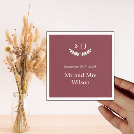 Guardanapo De Papel Elegante Monograma Janto Tone Vermelho Escuro