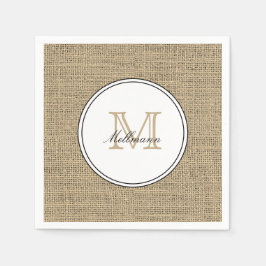 Guardanapo De Papel Elegante Monograma Nome Estilo Chic Campo em juta