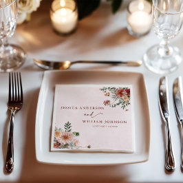 Guardanapo De Papel Elegante na Festa de casamento dos tons rosa do ou