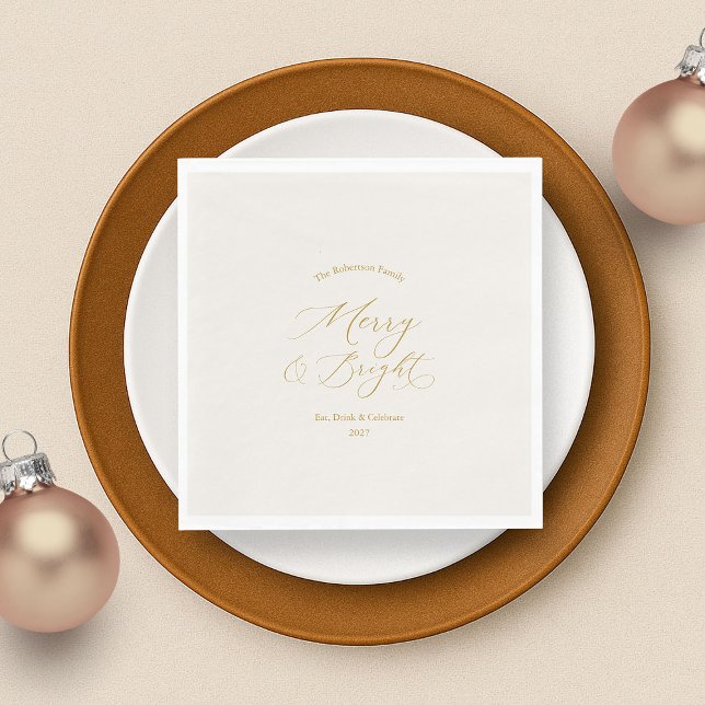 Guardanapo De Papel Elegante Natal “Alegre & Brilhante” (Criador carregado)
