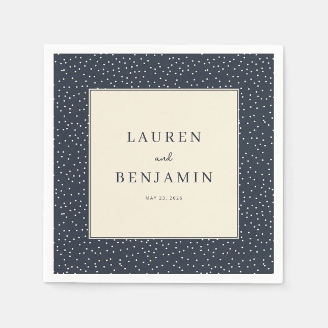 Guardanapo De Papel Elegante Navy com Bolinhas (Frente)