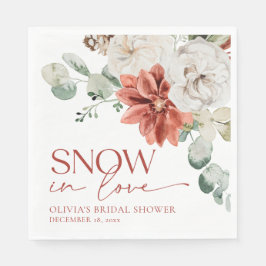 Guardanapo De Papel Elegante Neve Vermelha no Amor Inverno Chá de Noiv