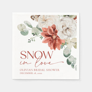 Guardanapo De Papel Elegante Neve Vermelha no Amor Inverno Chá de Noiv