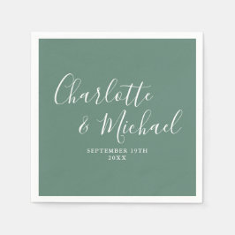 Guardanapo De Papel Elegante Noiva Moderno Eucalipto Verde Script