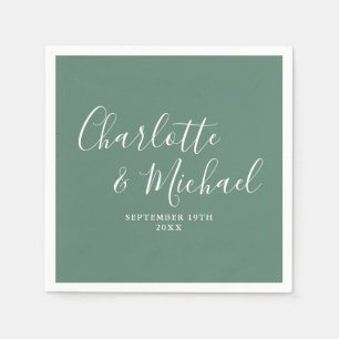 Guardanapo De Papel Elegante Noiva Moderno Eucalipto Verde Script