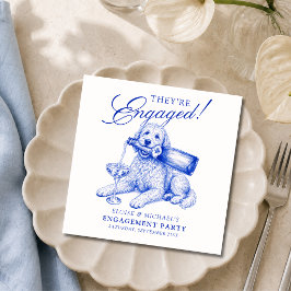 Guardanapo De Papel Elegante Noivado Golden Doodle Chinoiserie