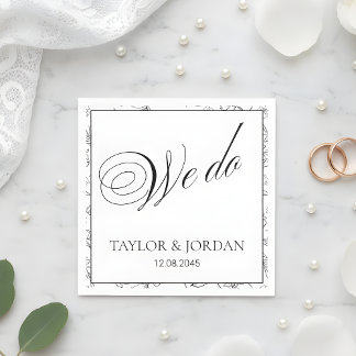 Guardanapo De Papel Elegante "Nós Fazemos" Rótulo Floral Casamento Per