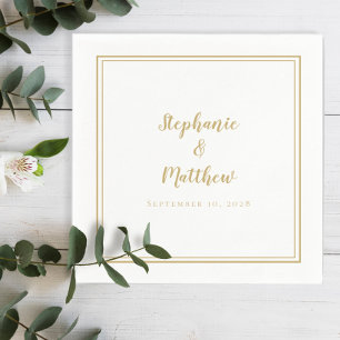 Guardanapo De Papel Elegante Ouro Simples Casamento Minimalista Modern