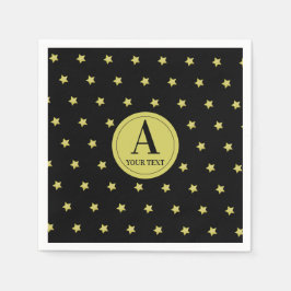 Guardanapo De Papel Elegante Padrão de Estrela Monograma em Ouro e Pre