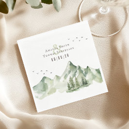Guardanapo De Papel Elegante paisagem montanhosa verde serena
