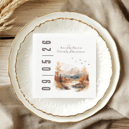 Guardanapo De Papel Elegante Paisagem Outonal Rústica de Casamento
