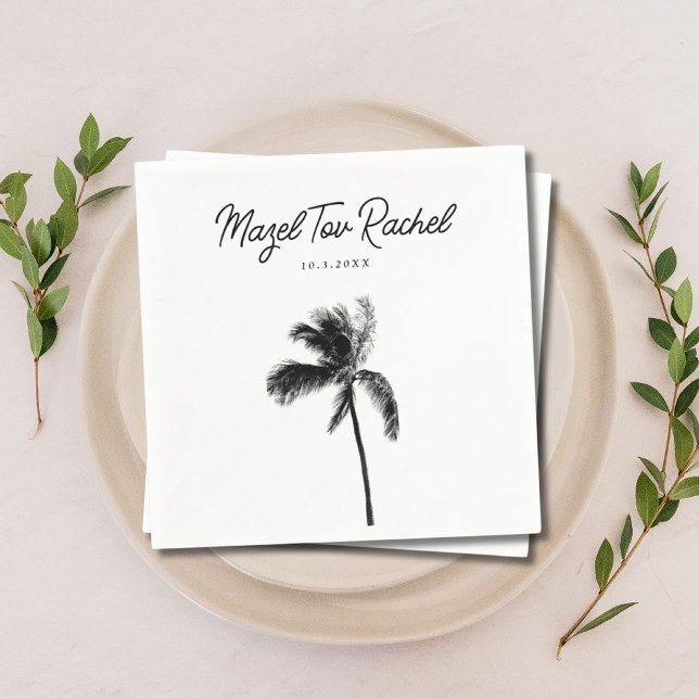 Guardanapo De Papel Elegante Palm Tree Mazel Tov Bat Mitzvah Napkins (Elegant Palm Tree Mazel Tov Bat Mitzvah Napkins
)