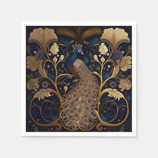 Guardanapo De Papel Elegante Peacock Paper Napkins (Frente)