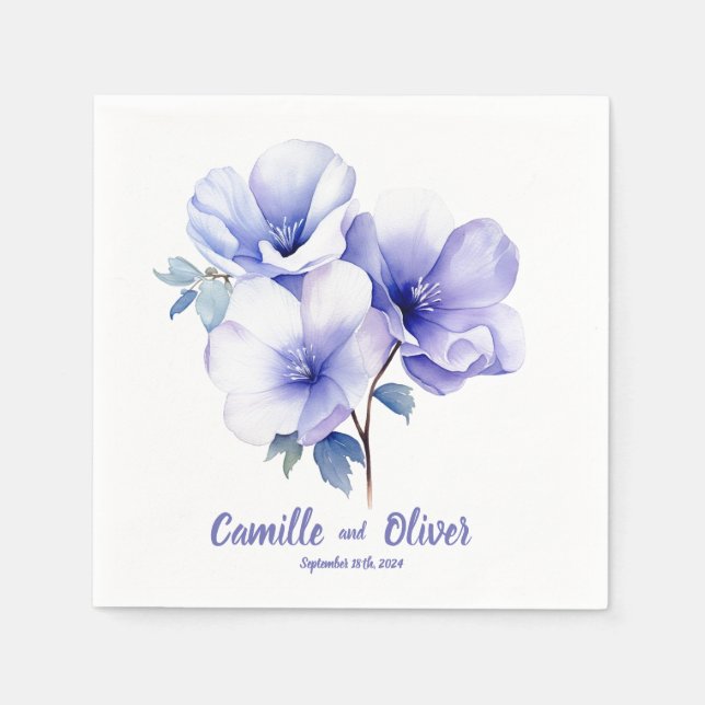 Guardanapo De Papel Elegante Periwinkle 2: Casamento Personalizado Nap (Frente)