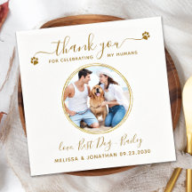 Elegante Personalizado Dourado Obrigado Foto Casam