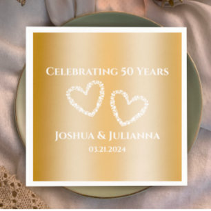 Guardanapo De Papel Elegante Personalizado Faux Dourado 50º Aniversári