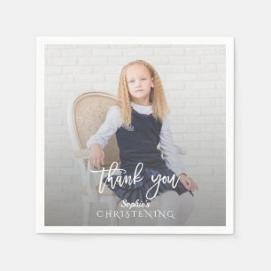 Guardanapo De Papel Elegante Photo Girl Dourada Cross Christening