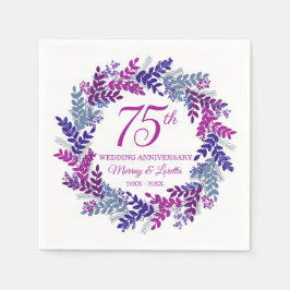 Guardanapo De Papel Elegante Pink Wreath 75º Aniversário