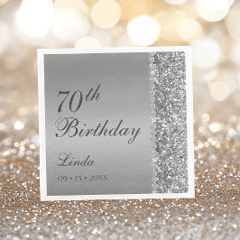 Guardanapo De Papel Elegante Prata Aniversário de 70 anos