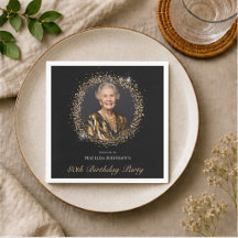 Elegante Preto Dourado Foto Personalizada Aniversá
