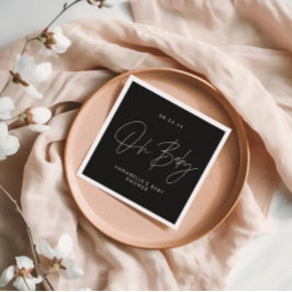 Guardanapo De Papel elegante preto-e-branco moderno com script de chá
