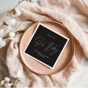 Guardanapo De Papel elegante preto-e-branco moderno com script de chá 