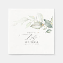 Guardanapo De Papel Elegante Primavera Greenery Dourado Foliage Baby S