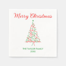 Elegante Red & Green Lines Feliz Festa de Natal