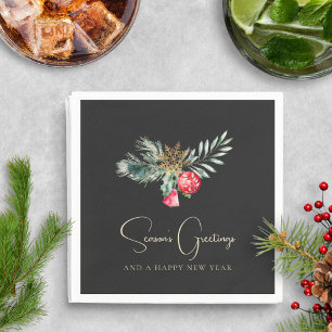 Guardanapo De Papel Elegante Red Ornament Dourado Partido Moderno de N