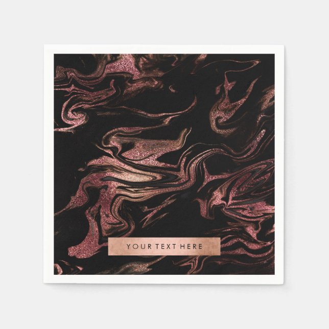 Guardanapo De Papel Elegante, rosa de cobre, de ouro negro, (Frente)