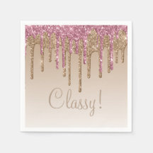 Elegante Rosa Dourado Glitter Glam Script Girly Om