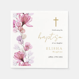 Guardanapo De Papel Elegante Rosa Empoeirada Transparente Floral Batis