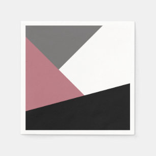 Guardanapo De Papel elegante rosa poeirento, preto, geometria de cinza