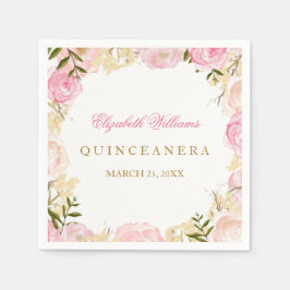 Guardanapo De Papel Elegante Rosa Rosa Quinceanera Napkin