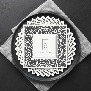 Guardanapo De Papel Elegante Rosas Livro Branco Negro Napkin