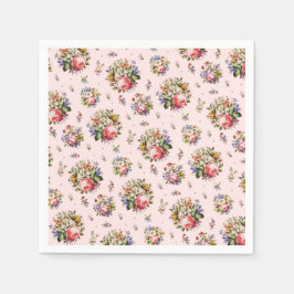 Guardanapo De Papel Elegante Rosas Vintage Padrão Floral a Rosa