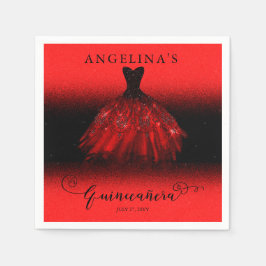 Guardanapo De Papel Elegante Ruby Red Espanhol Quinceañera