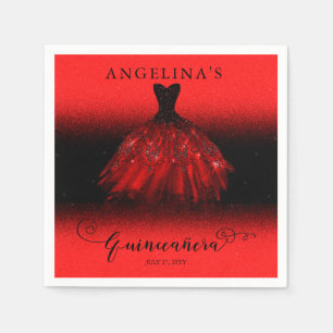 Guardanapo De Papel Elegante Ruby Red Espanhol Quinceañera