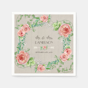 Guardanapo De Papel Elegante Russo de Ferida Floral Cor-de-Água Blush 