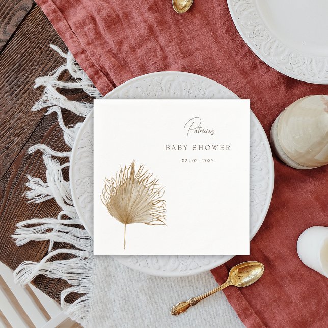 Guardanapo De Papel Elegante Rustic Dried Palm Boho Chá de fraldas (Boho Baby Shower Napkin)