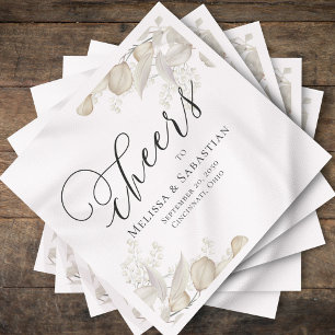 Guardanapo De Papel Elegante Sage Greenery Casamento Personalizado