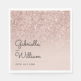 Guardanapo De Papel Elegante Script Rosa Dourado Brilho