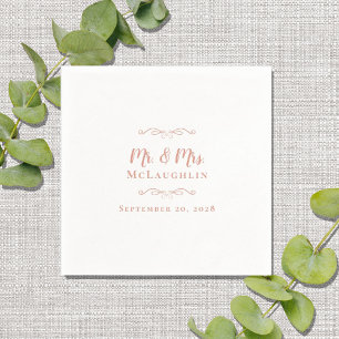 Guardanapo De Papel Elegante Senhor Senhora Chic Casamento Rosa Dourad