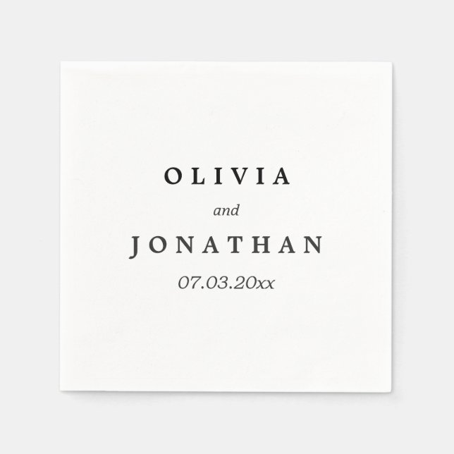 Guardanapo De Papel Elegante Simples | Casamento clássico de Napkins (Frente)