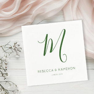 Guardanapo De Papel Elegante Simples e Verde Esmeralda Monograma